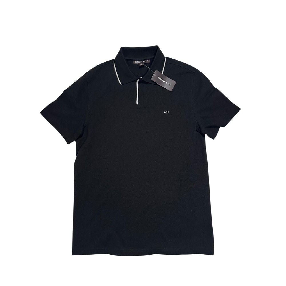 Michael Kors Mens‎ Polo Shirt Black White Trim Short Sleeve Classic Fit size S